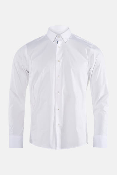 Chemise blanche à manches longues par PRIVATE BLUE avec boutons et col classiques.