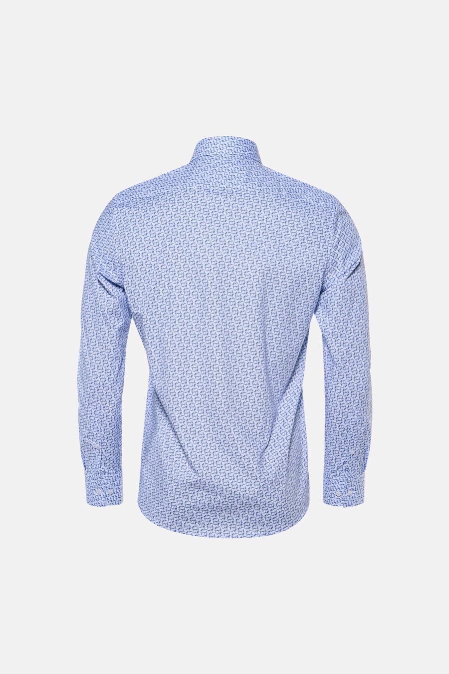 Chemise à manches longues bleu clair à motif texturé, vue de dos, par PRIVATE BLUE