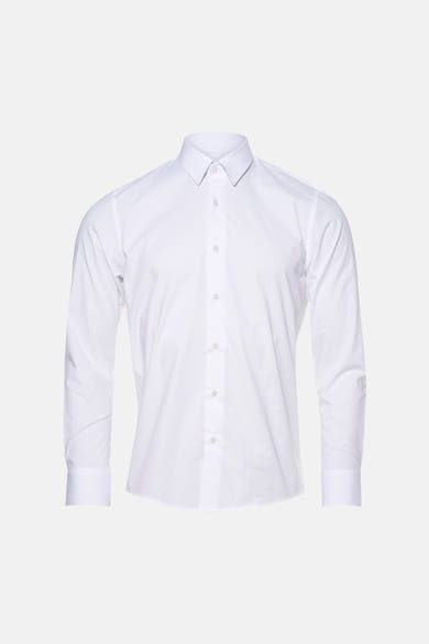 Chemise blanche à manches longues PRIVATE BLUE, col classique et fermeture boutonnée