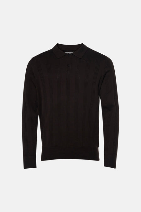 Polo met lange mouwen - bruin