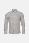 Chemise à manches longues PRIVATE BLUE brun à fines rayures verticales, col classique et poignets boutonnés