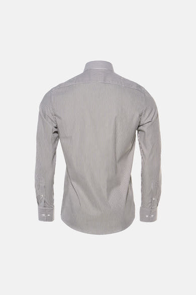 Chemise à manches longues PRIVATE BLUE brune à fines rayures, vue de dos