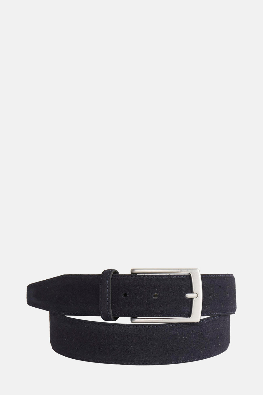 Ceinture en daim bleu foncé de Petrol Industries, avec une boucle argentée.