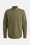 Chemise kaki à manches longues de PME Legend avec fermeture boutonnée et logo discret.