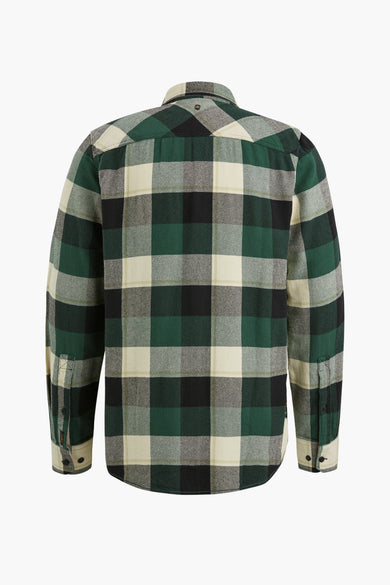 Chemise à manches longues verte Pme Legend avec motif à carreaux, vue de dos.
