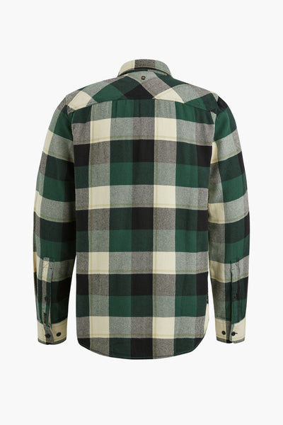 Chemise à manches longues verte Pme Legend avec motif à carreaux, vue de dos.

