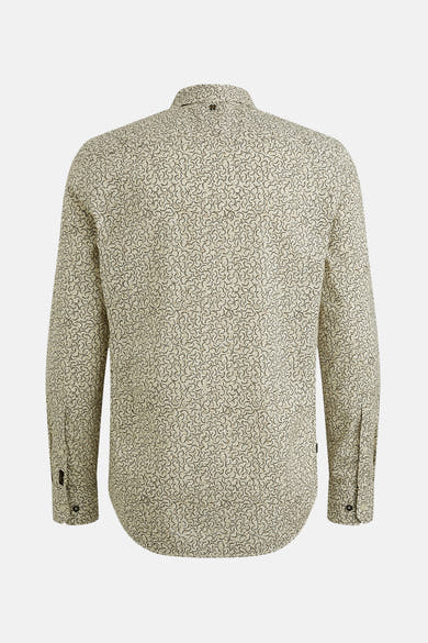 Chemise à manches longues beige de PME LEGEND avec motif imprimé et manches boutonnées, vue de dos.
