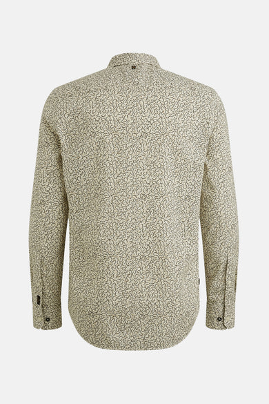 Chemise à manches longues beige de PME LEGEND avec motif imprimé et manches boutonnées, vue de dos.
