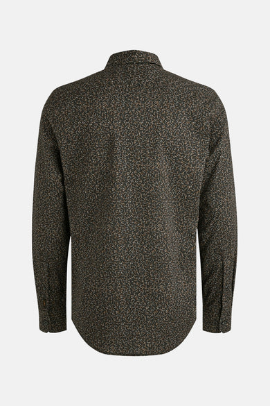 Bruin overhemd met lange mouwen van PME LEGEND met print en knoopsluiting, achterzijde.