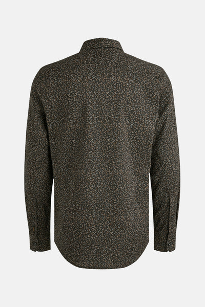 Bruin overhemd met lange mouwen van PME LEGEND met print en knoopsluiting, achterzijde.