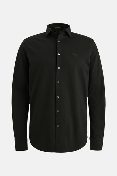 Zwart overhemd met lange mouwen van PME Legend, achterzijde, met button-down kraag en manchetten met knopen.