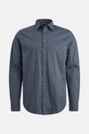 Chemise à manches longues bleue par PME Legend, avec motif géométrique complexe et boutons foncés.