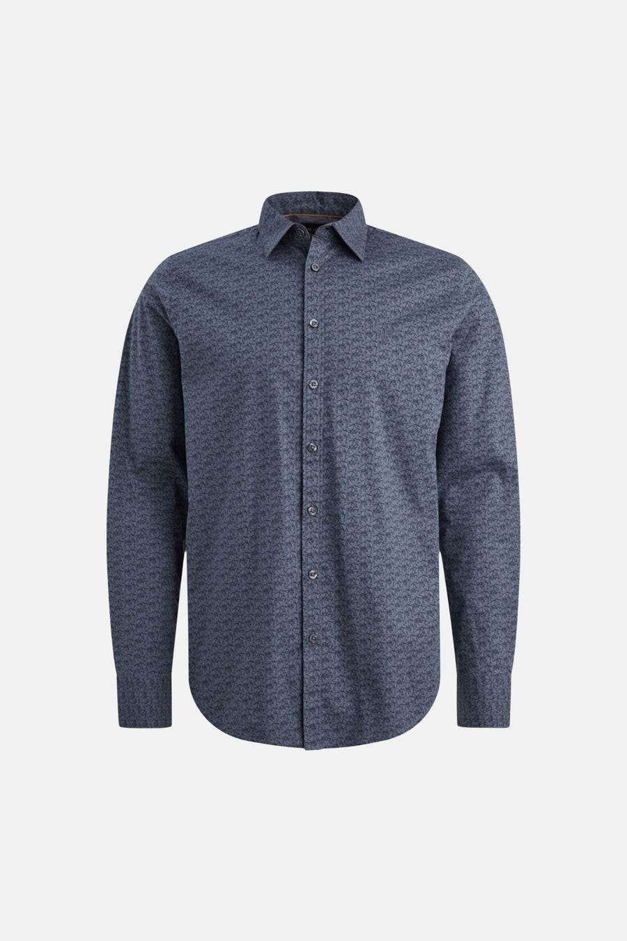 Chemise à manches longues bleue de PME Legend, avec un motif géométrique subtil sur l'ensemble du tissu.