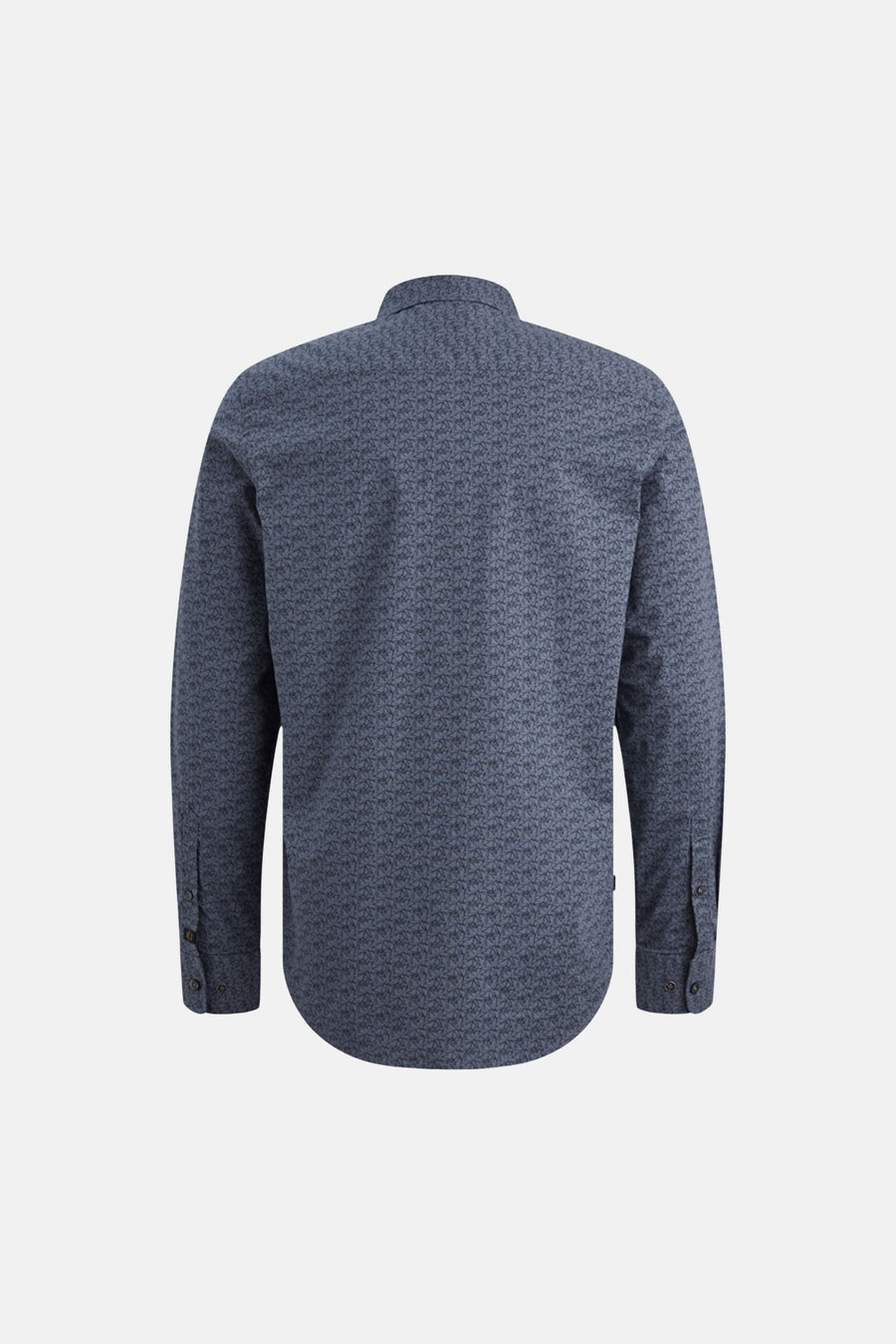 Chemise à manches longues bleue de PME LEGEND avec un motif imprimé subtil, vue de dos.