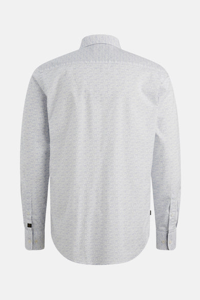 Chemise à manches longues bleu clair de PME Legend, avec un motif géométrique sur l'ensemble.
