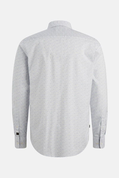 Chemise à manches longues bleu clair de PME Legend, avec un motif géométrique sur l'ensemble.
