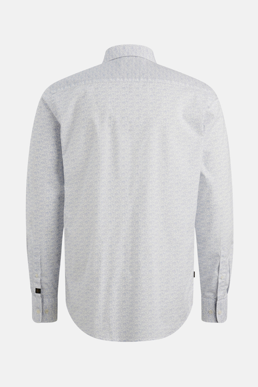 Chemise à manches longues bleu clair de PME Legend, avec un motif géométrique sur l'ensemble.

