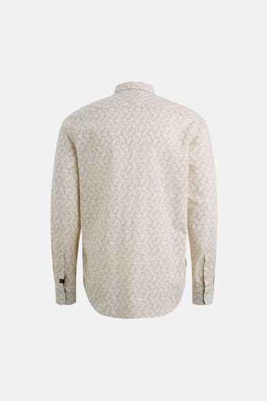 Chemise à manches longues écrue de PME Legend, à motif géométrique discret sur toute la surface.