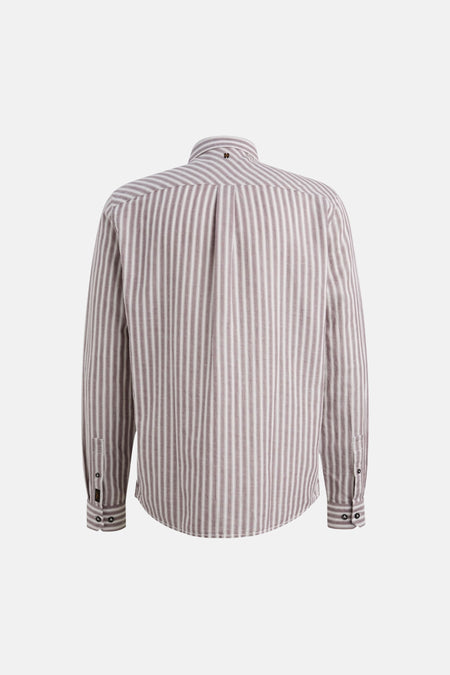 Chemise rayée prune et blanche de PME LEGEND, à manches longues, vue de dos.