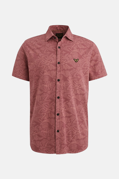 Roze overhemd met korte mouwen van PME Legend met bladerprint.