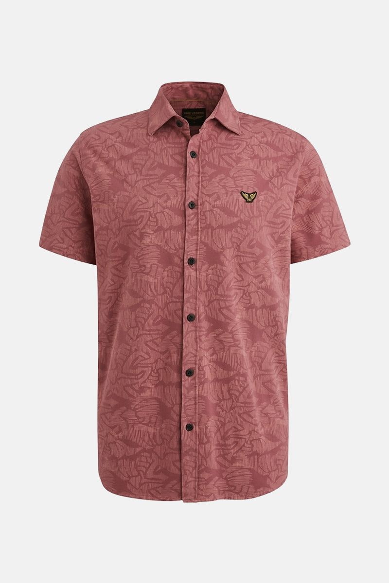 Roze overhemd met korte mouwen van PME Legend met bladerprint.