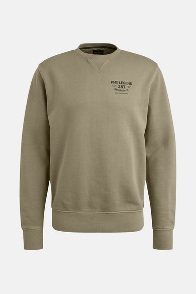 Sweat-shirt beige de PME Legend avec motif imprimé sur le devant.

