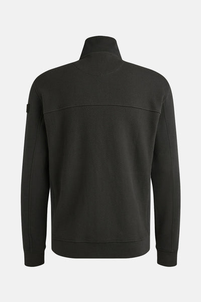 Grijze PME Legend bodywarmer met honingraatstructuur en opstaande kraag, achterzijde.