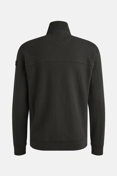 Grijze PME Legend bodywarmer met honingraatstructuur en opstaande kraag, achterzijde.