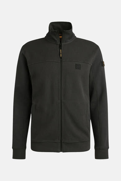 Gilet gris de PME Legend avec texture gaufrée, fermeture zippée et col montant.