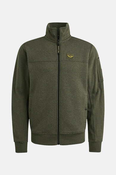 Kaki PME Legend gilet, met een gewatteerde textuur aan de voorkant en een zichtbare ritssluiting.