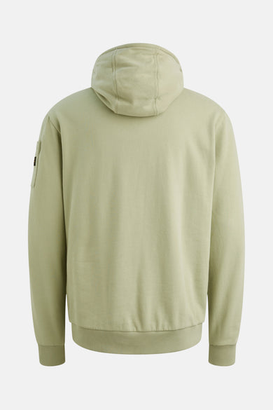 Sweat à capuche vert de PME Legend, vue arrière, avec capuche et poignets côtelés.
