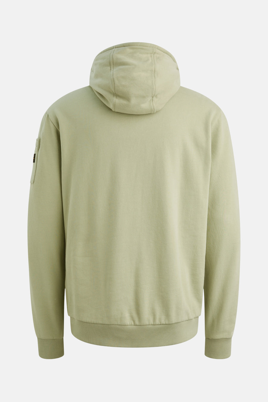 Sweat à capuche vert de PME Legend, vue arrière, avec capuche et poignets côtelés.
