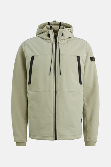 Veste sans manches verte de PME Legend, avec capuche et poches zippées noires.