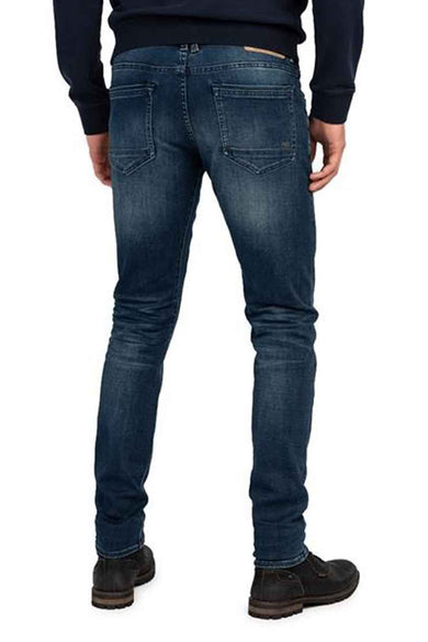 Jean slim en denim bleu foncé de Pme Legend, vue arrière, avec poches et détails usés.