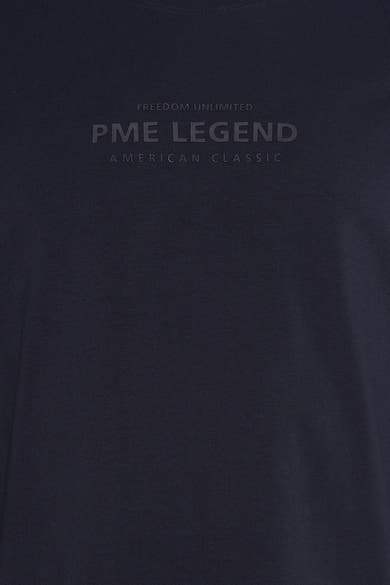 T-shirt à manches longues bleu de PME Legend, avec logo et inscription 'American Classic' ton sur ton.