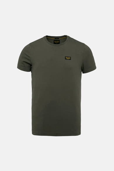 T-shirt gris à manches courtes de Pme Legend, avec logo carré sur la poitrine.