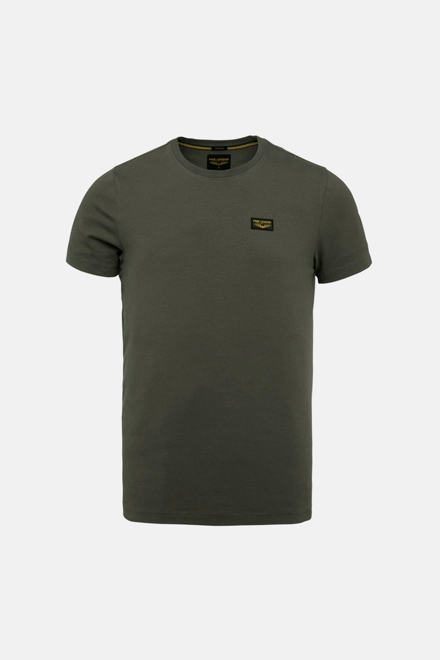 T-shirt gris à manches courtes de Pme Legend, avec logo carré sur la poitrine.