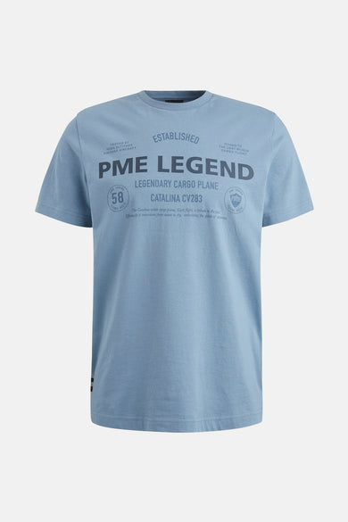 Blauw T-shirt met korte mouwen van PME Legend, effen, van achteren gezien.