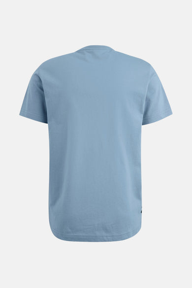T-shirt bleu à manches courtes de PME Legend, uni, vu de dos.
