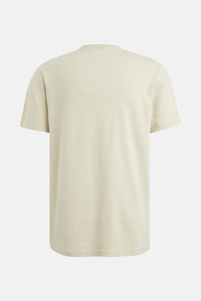 T-shirt beige à manches courtes de PME Legend, avec une texture tissée subtile et un col ras du cou.
