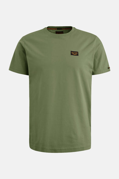T-shirt vert à manches courtes de PME LEGEND, avec un logo discret sur la poitrine.
