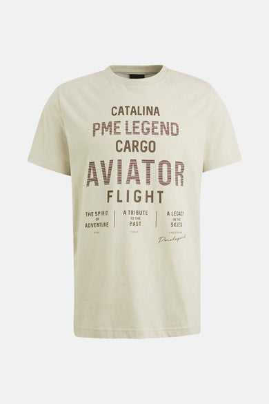 Ecru T-shirt met korte mouwen van PME Legend, achterkant, van effen katoen.