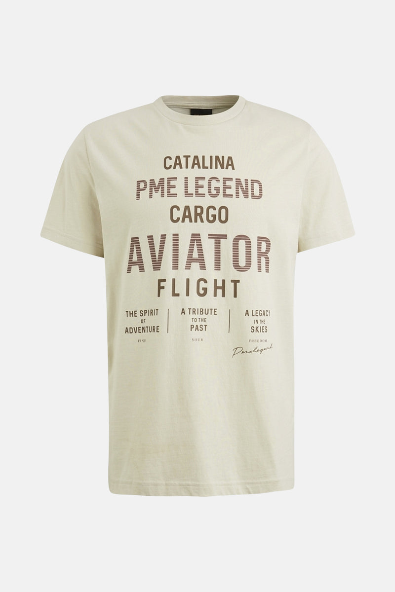 Ecru T-shirt met korte mouwen van PME Legend, achterkant, van effen katoen.