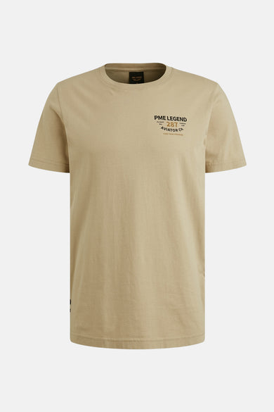 T-shirt à manches courtes beige de PME Legend, avec motif imprimé sur la poitrine.