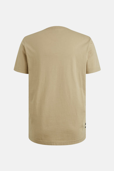 T-shirt beige à manches courtes de PME Legend, vue arrière sur fond uni.