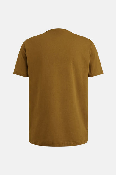 T-shirt à manches courtes ocre de PME LEGEND, uni avec un aspect légèrement texturé, vue de dos.