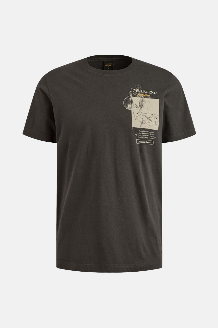 Grijs T-shirt met korte mouwen van PME Legend, met opdruk op de rug.