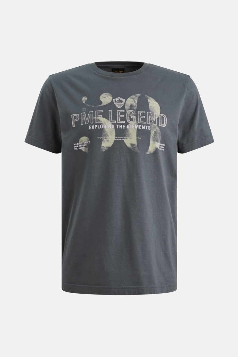 Blauw T-shirt met korte mouwen van PME LEGEND, effen, van jersey, achterkant.