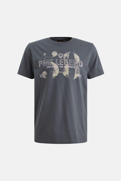 Blauwe T-shirt met korte mouwen van PME Legend met een grafische print op de voorkant.