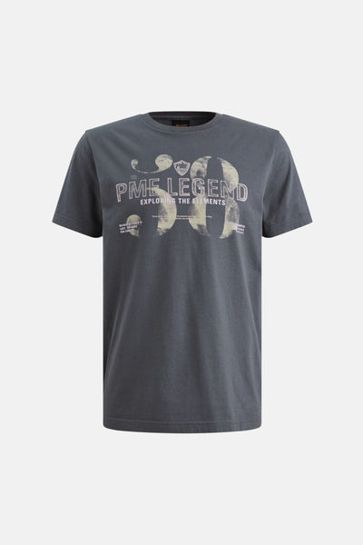Blauwe T-shirt met korte mouwen van PME Legend met een grafische print op de voorkant.